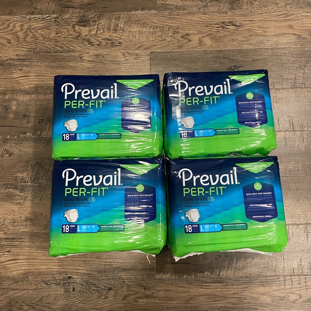Prevail Per-Fit Adult Briefs w/ Tabs, Max Plus, Large, 72 Ct (4x18)